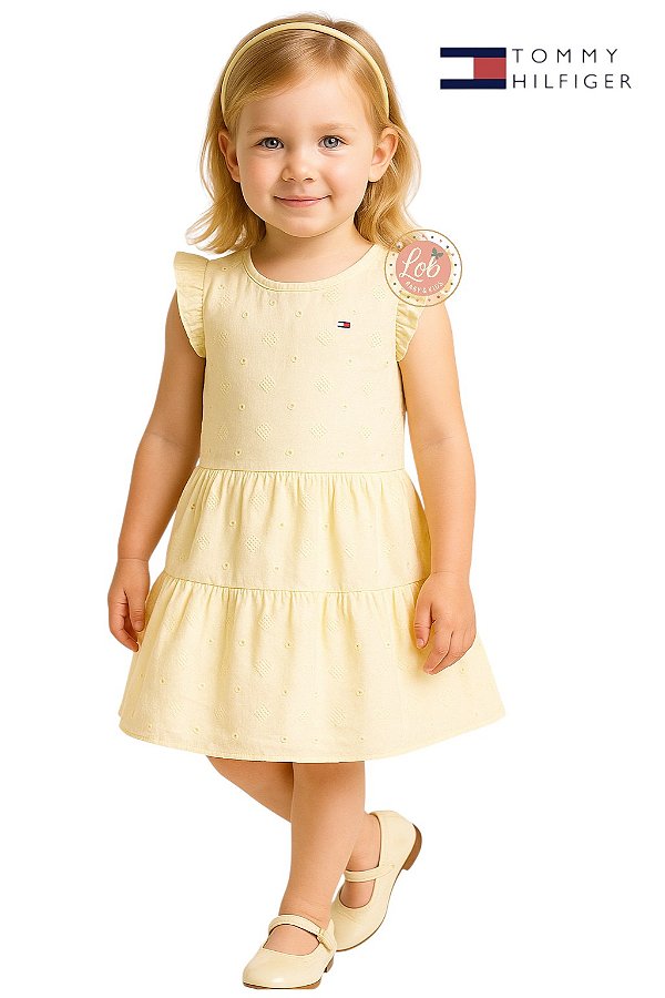 Vestido Tommy Hilfiger infantil Lese Amarelo pastel