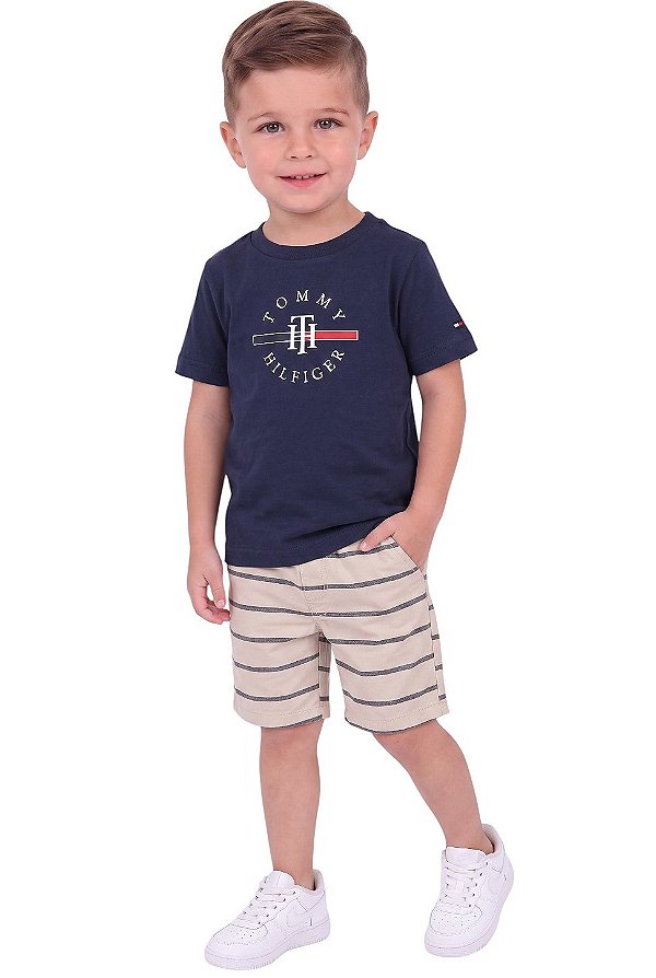 Conjunto Infantil Tommy Hilfiger Camiseta Azul-Marinho e Bermuda
