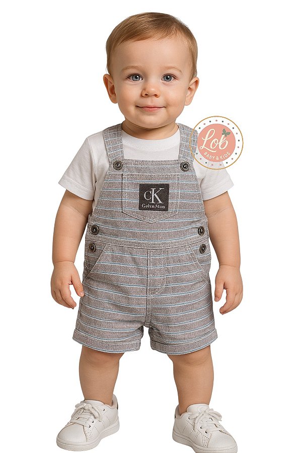 Jardineira e Camiseta Baby Calvin Klein
