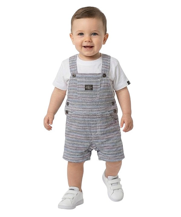 Jardineira e Camiseta Baby Calvin Klein