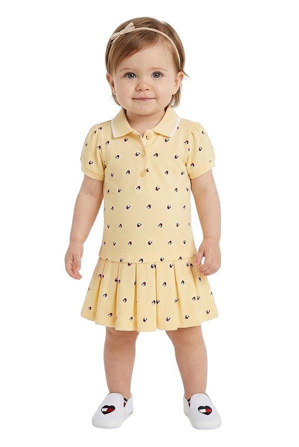 Vestido Infantil Gola Polo Tommy Hilfiger amarelo