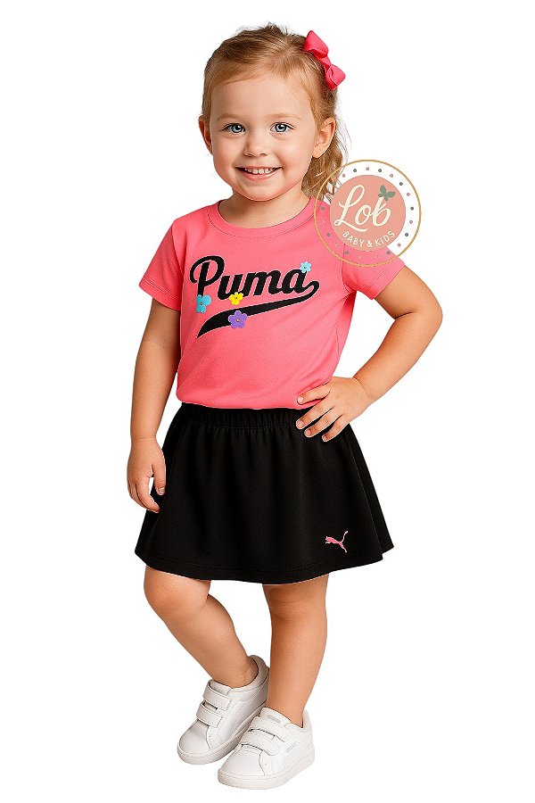 Conjunto Puma Infantil Camiseta + Saia