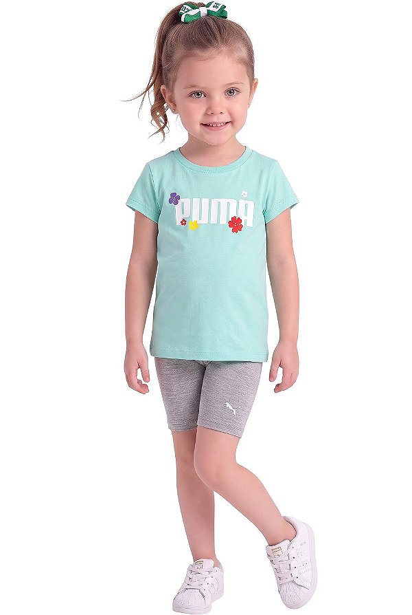 Conjunto – Puma Infantil Camiseta + Biker Shorts
