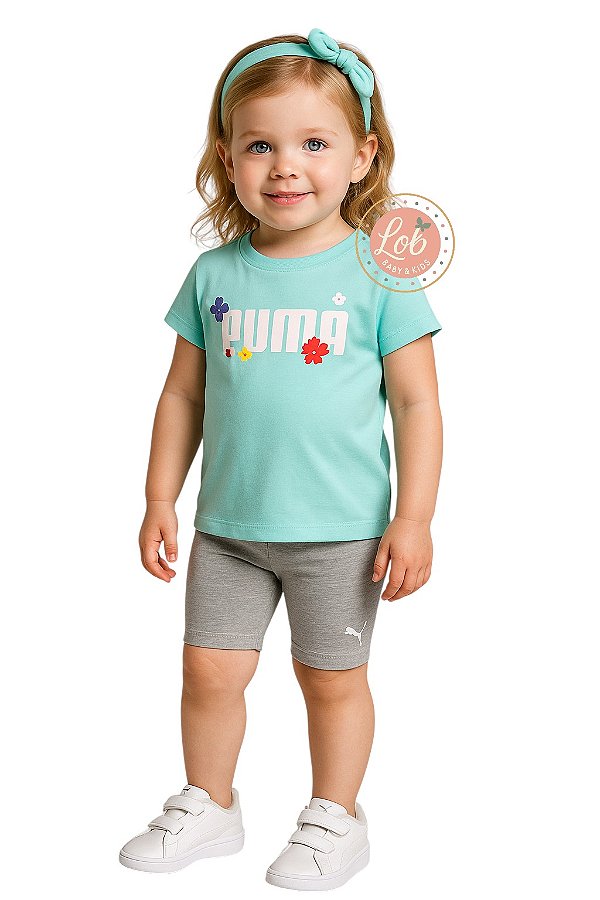 Conjunto – Puma Infantil Camiseta + Biker Shorts
