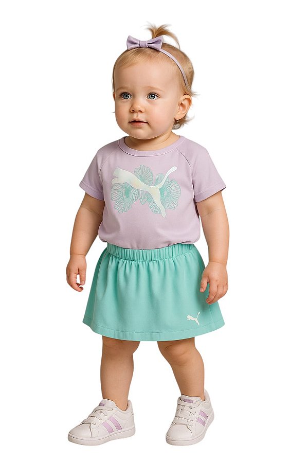 Conjunto Puma Infantil Camiseta + Saia