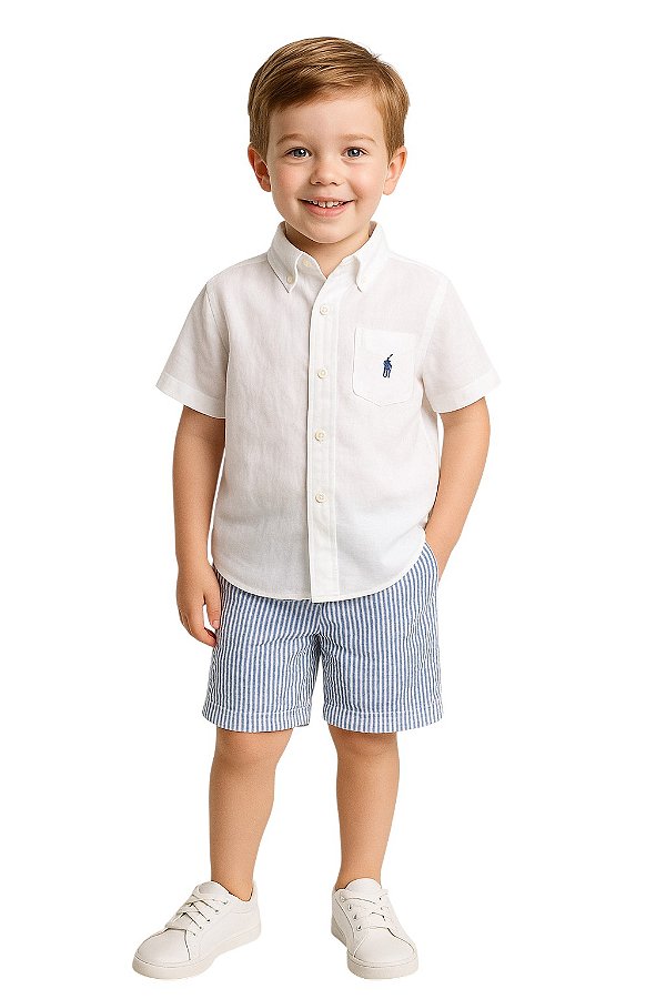 Camisa infantil MC – Polo Ralph Lauren - Cambraia de Linho