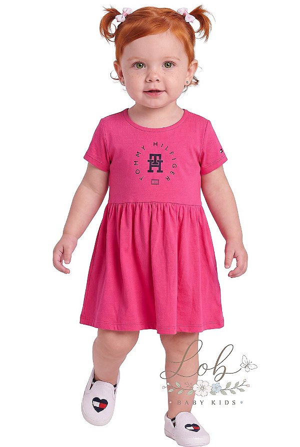 Vestido Tommy Hilfiger Bebê Rosa Fúcsia