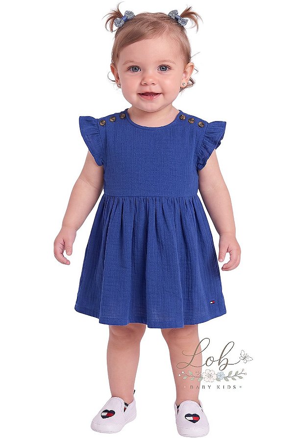 Vestido Bebê Tommy Hilfiger em Malha Azul