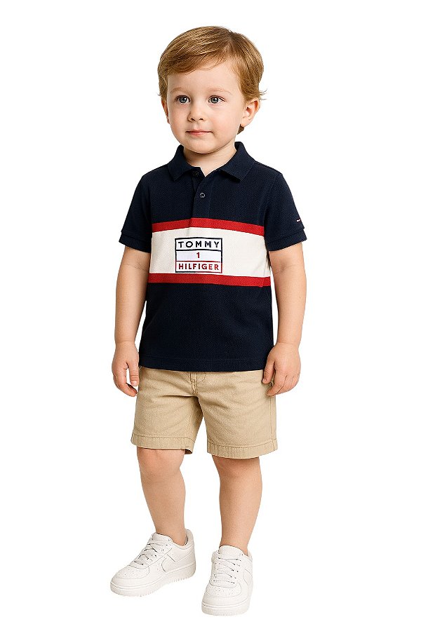 Camisa Polo Infantil Tommy Hilfiger Marinho