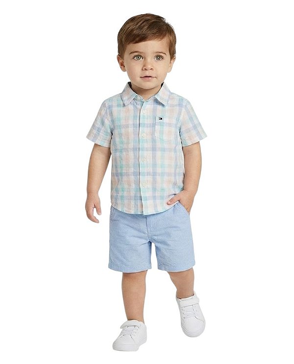 Conjunto Infantil Tommy Hilfiger Camisa Pastel