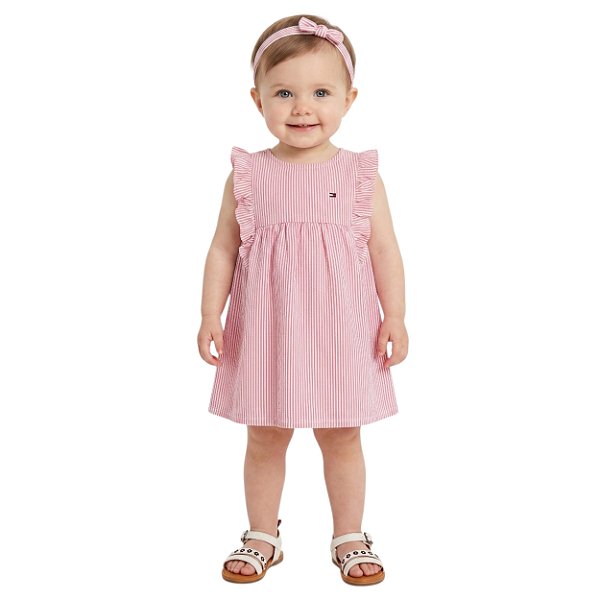 Vestido Infantil Tommy Hilfiger Listrado Rosa