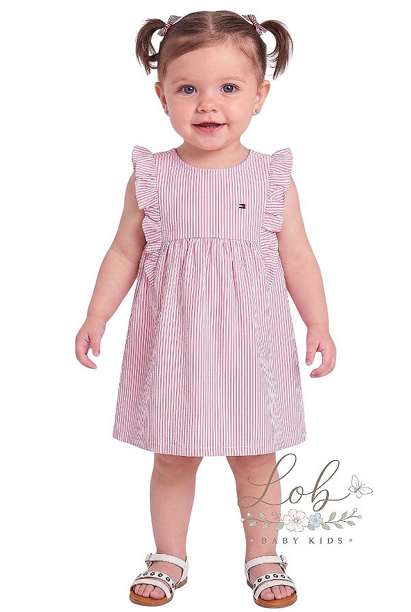 Vestido Infantil Tommy Hilfiger Listrado Rosa