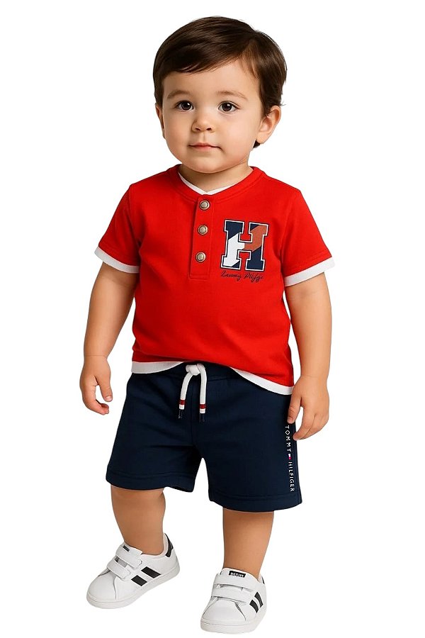 Conjunto infantil Tommy Hilfiger Bebê Camiseta + Shorts
