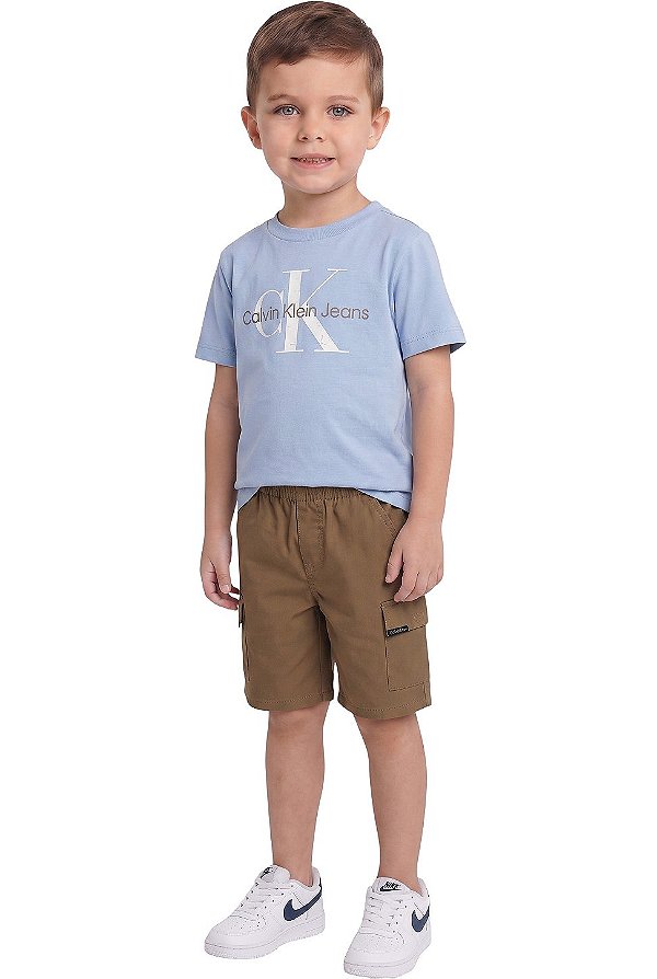 Conjunto Infantil Calvin Klein Camiseta Bermuda Cargo