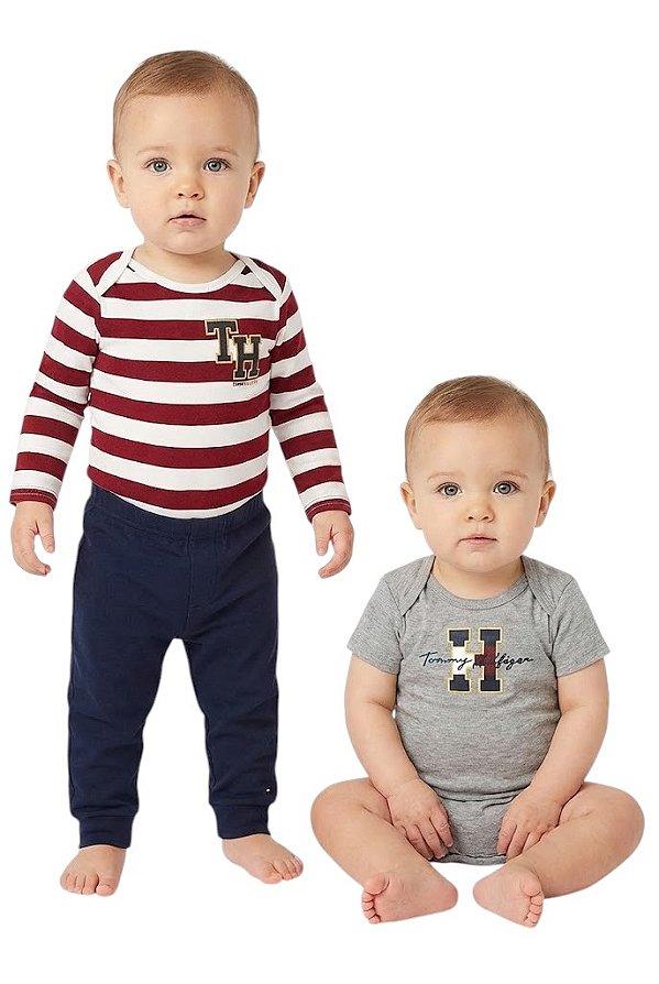 Conjunto Bebê Tommy Hilfiger Bodys e Calça Azul Marinho
