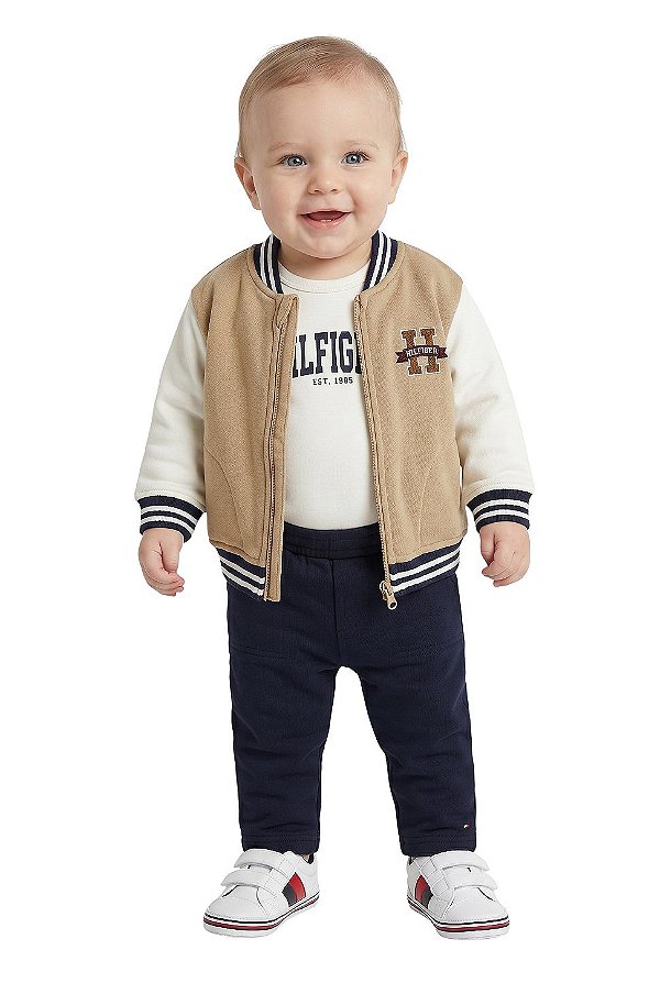 Conjunto 3 peças Bebê Tommy Hilfiger – Jaqueta de Beisebol