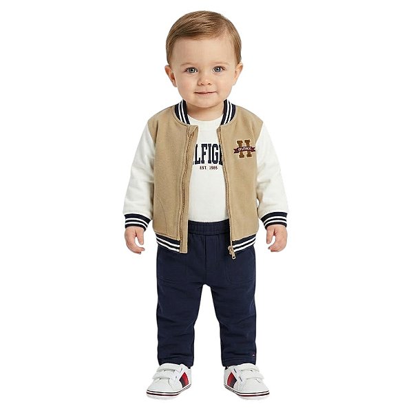 Conjunto 3 peças Infantil Tommy Hilfiger – Jaqueta de Beisebol