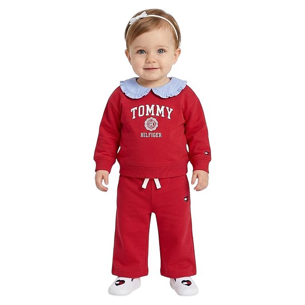 Conjunto Tommy Hilfiger Bebê em Moletom Vermelho