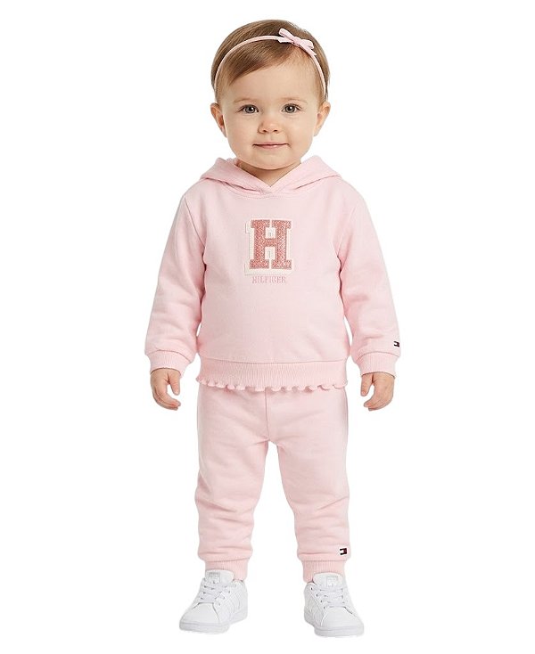 Conjunto Tommy Hilfiger Bebê em Moletom rosa