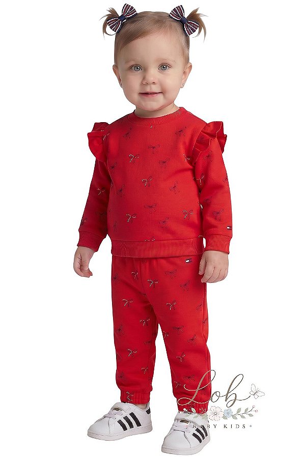 Conjunto Bebê Tommy Hilfiger em Moletom Laços
