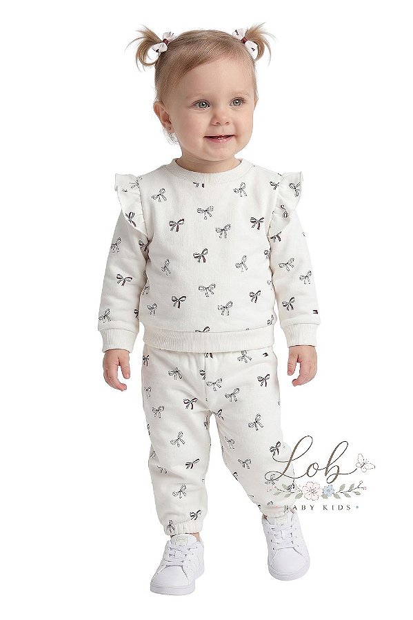 Conjunto Bebê Tommy Hilfiger em Moletom Laços