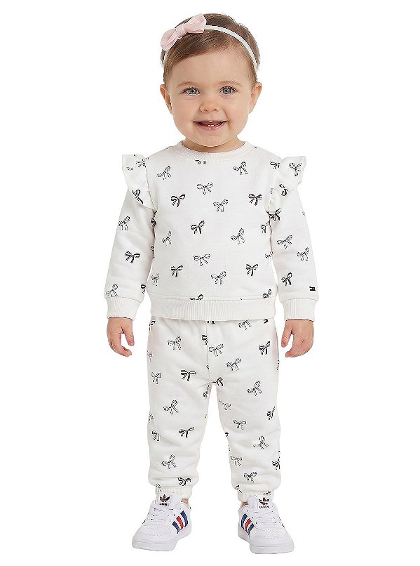 Conjunto Bebê Tommy Hilfiger em Moletom Laços