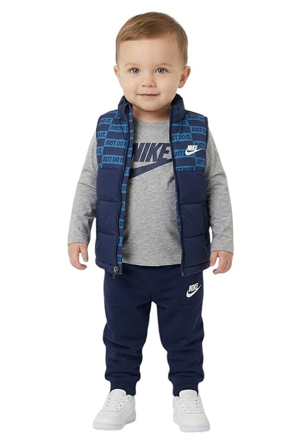 Conjunto 3 Peças Bebê Nike Colete, Camiseta e Calça