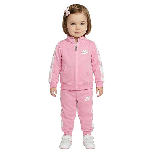 Agasalho Infantil Nike – Jaqueta com Zíper e Calça Jogger rosa