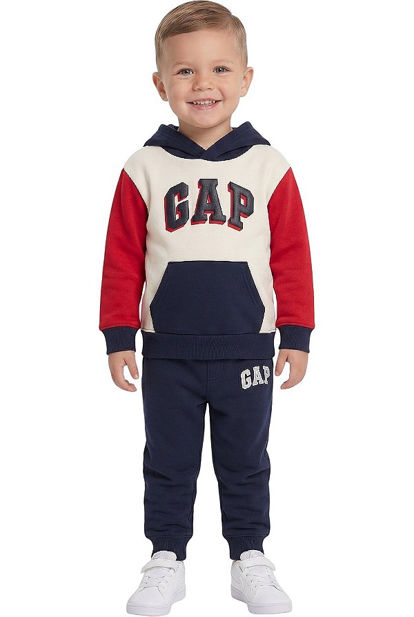 Conjunto Infantil GAP Moletom Vermelho, Azul e Branco