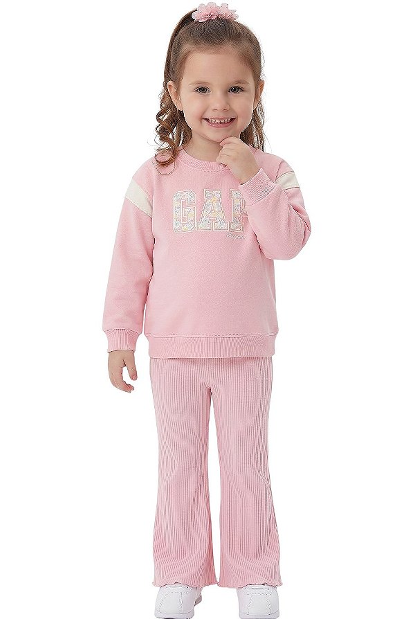 Conjunto Infantil GAP em Moletinho Rosa