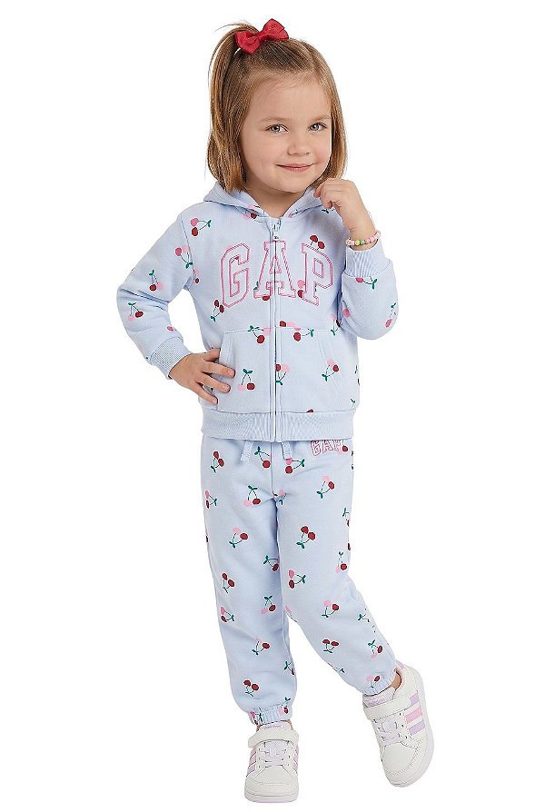 Conjunto Infantil GAP Moletom Flanelado com Estampa de Cerejas