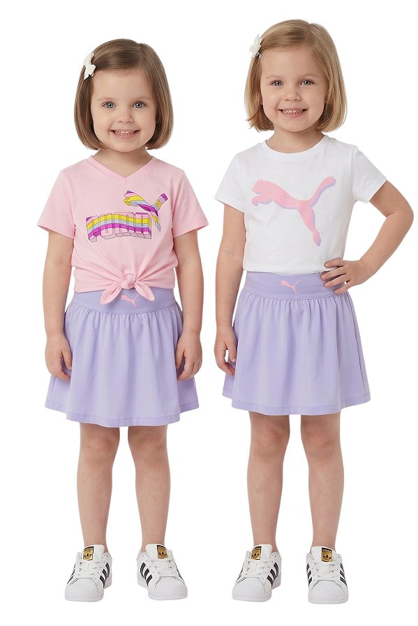 Conjunto Infantil Puma 3 Peças com Saia e Shorts Embutido