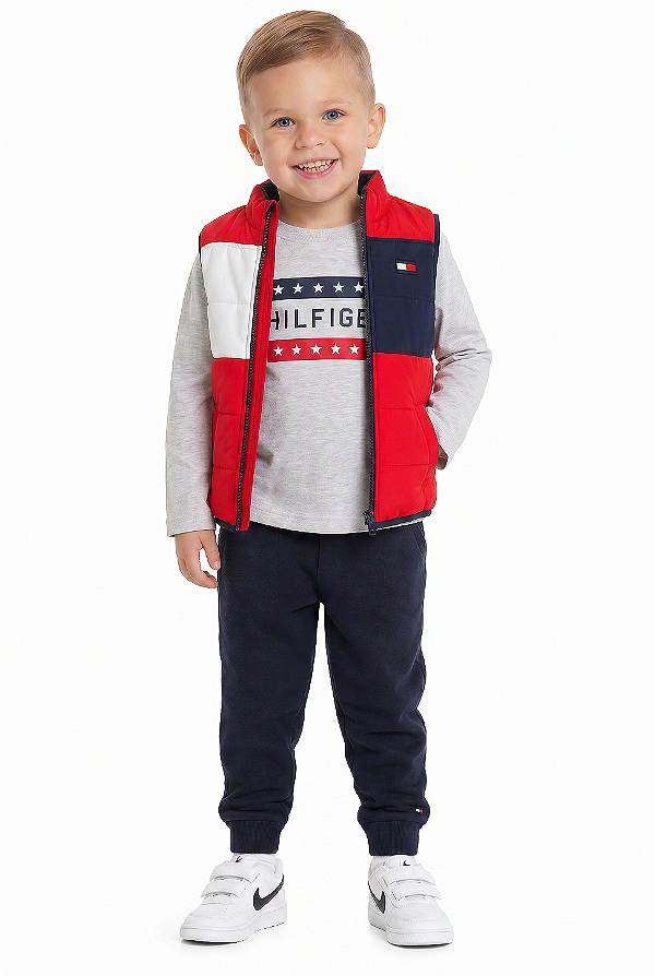 Conjunto Infantil Tommy Hilfiger com 3 peças Colete