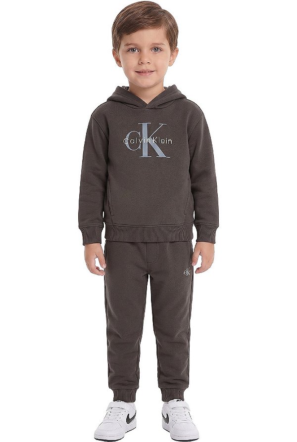 Conjunto Infantil Calvin Klein Moletom Cinza