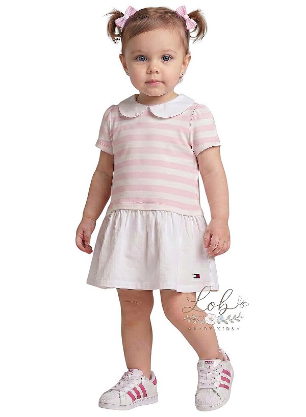Vestido Bebê Tommy Hilfiger Gola Peter Pan