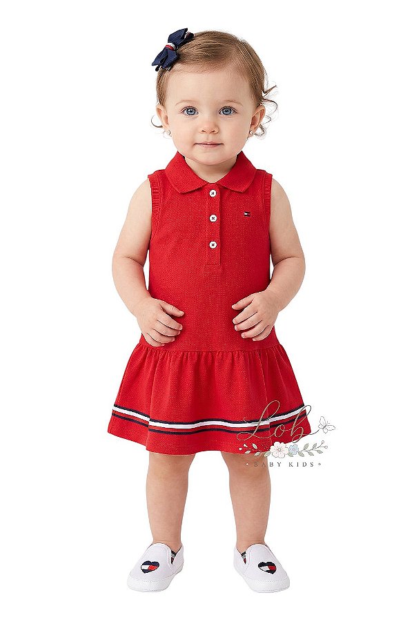 Vestido Bebê Tommy Hilfiger Polo Vermelho