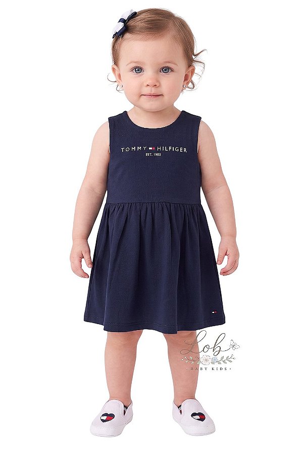 Vestido Bebê Tommy Hilfiger em Malha Azul Marinho