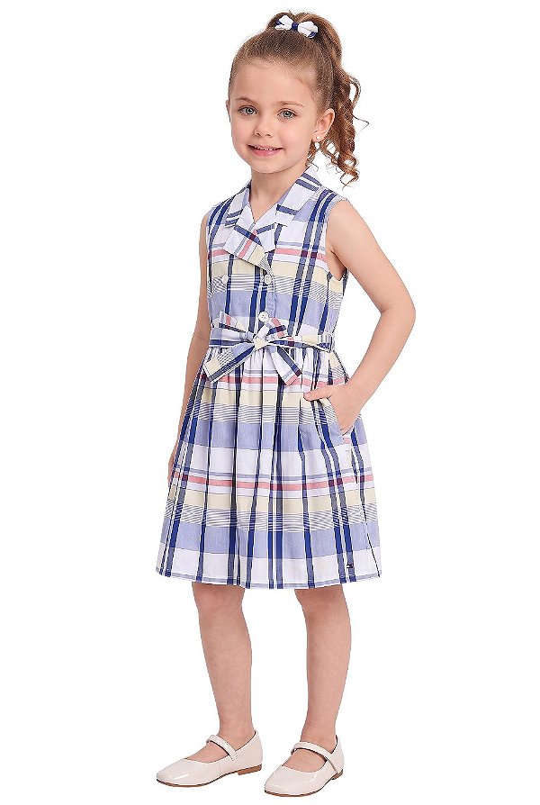 Vestido Infantil Tommy Hilfiger Xadrez em Algodão