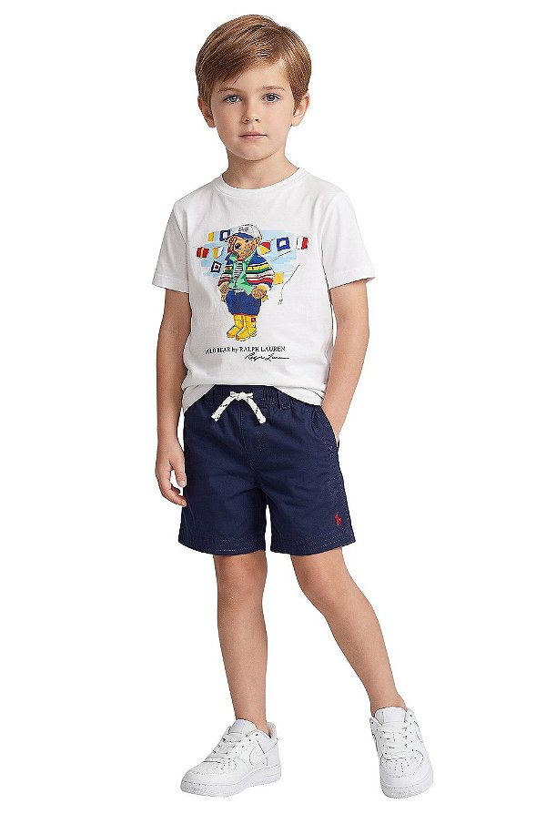 Camiseta Infantil Polo Ralph Lauren Polo Bear Branca