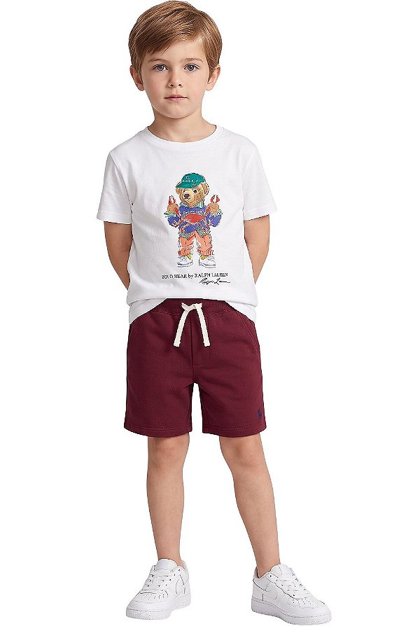 Camiseta Infantil Polo Ralph Lauren Polo Bear Náutico Branca