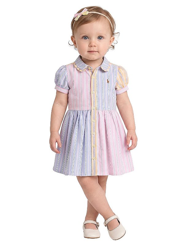 Vestido Bebê Polo Ralph Lauren Listrado Multicolorido