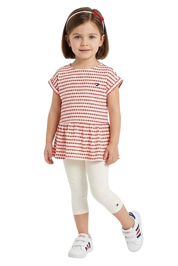 Conjunto Infantil Blusa Peplum e Legging Capri Tommy Hilfiger