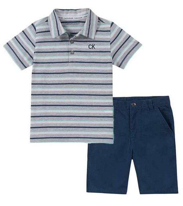 Conjunto polo listras Calvin Klein