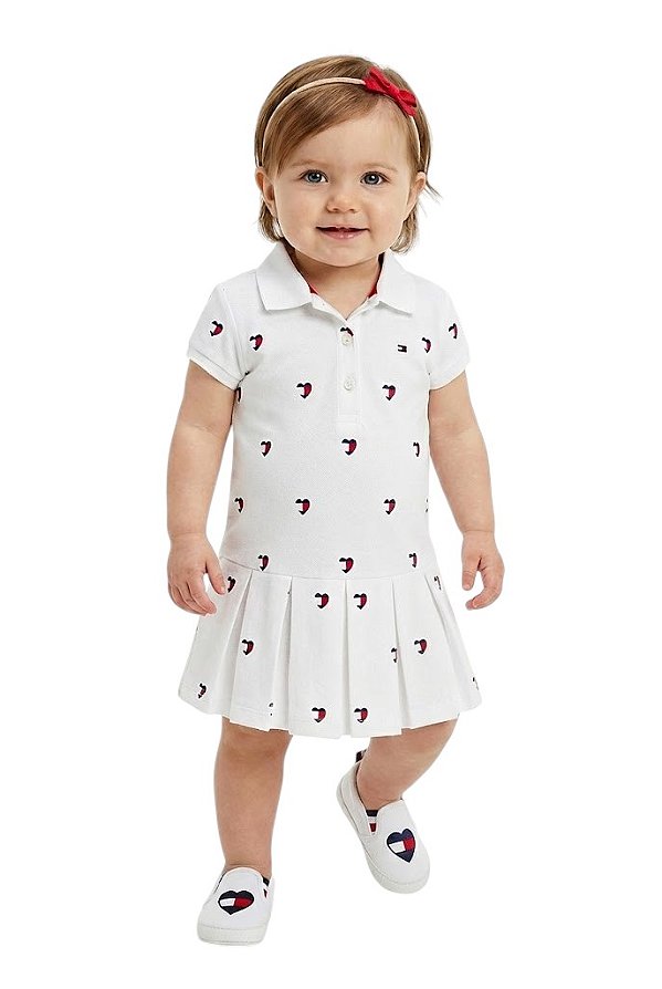 Vestido Infantil Gola Polo Tommy Hilfiger Branco