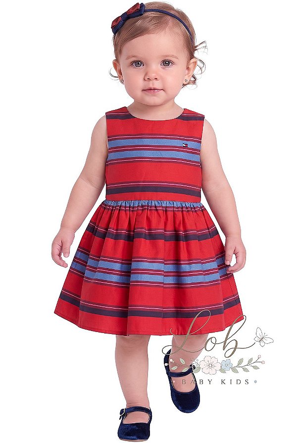 Vestido Festa Bebê Tommy Hilfiger Acetinado