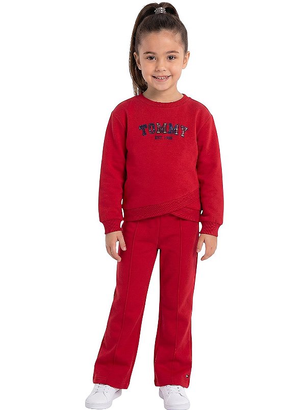 Conjunto Infantil Tommy Hilfiger em Moletom Fleece Vermelho