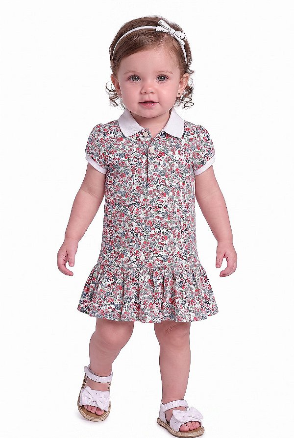 Vestido Bebê Ralph Lauren Floral Algodão