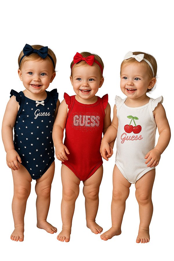 Kit 3 Bodies Regata Baby Guess