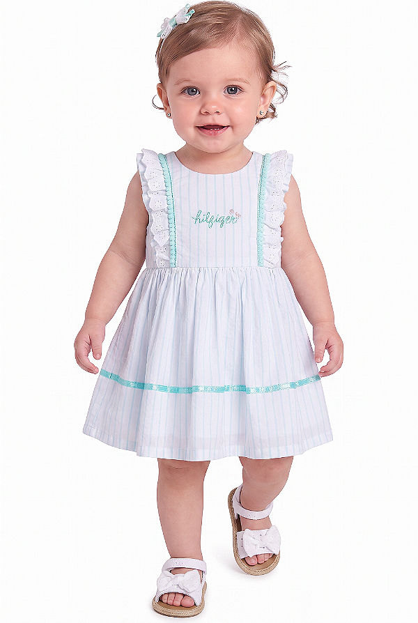 Vestido Bebê Tommy Hilfiger com Babados em Laise