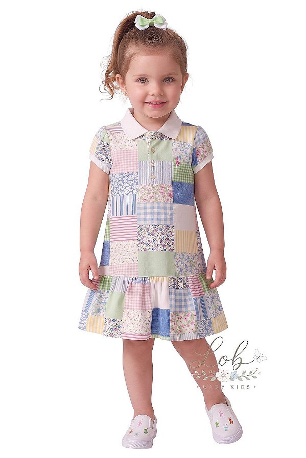 Vestido Infantil Polo Ralph Lauren Patchwork
